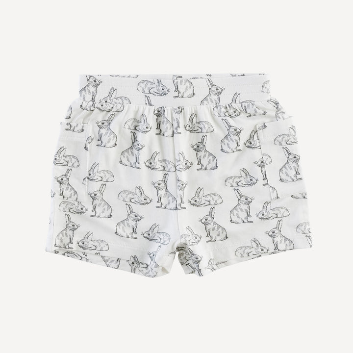 patch pocket short | sketched bunnies | bamboo