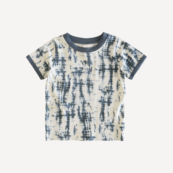 short sleeve ringer tee | slate blue shibori | modal