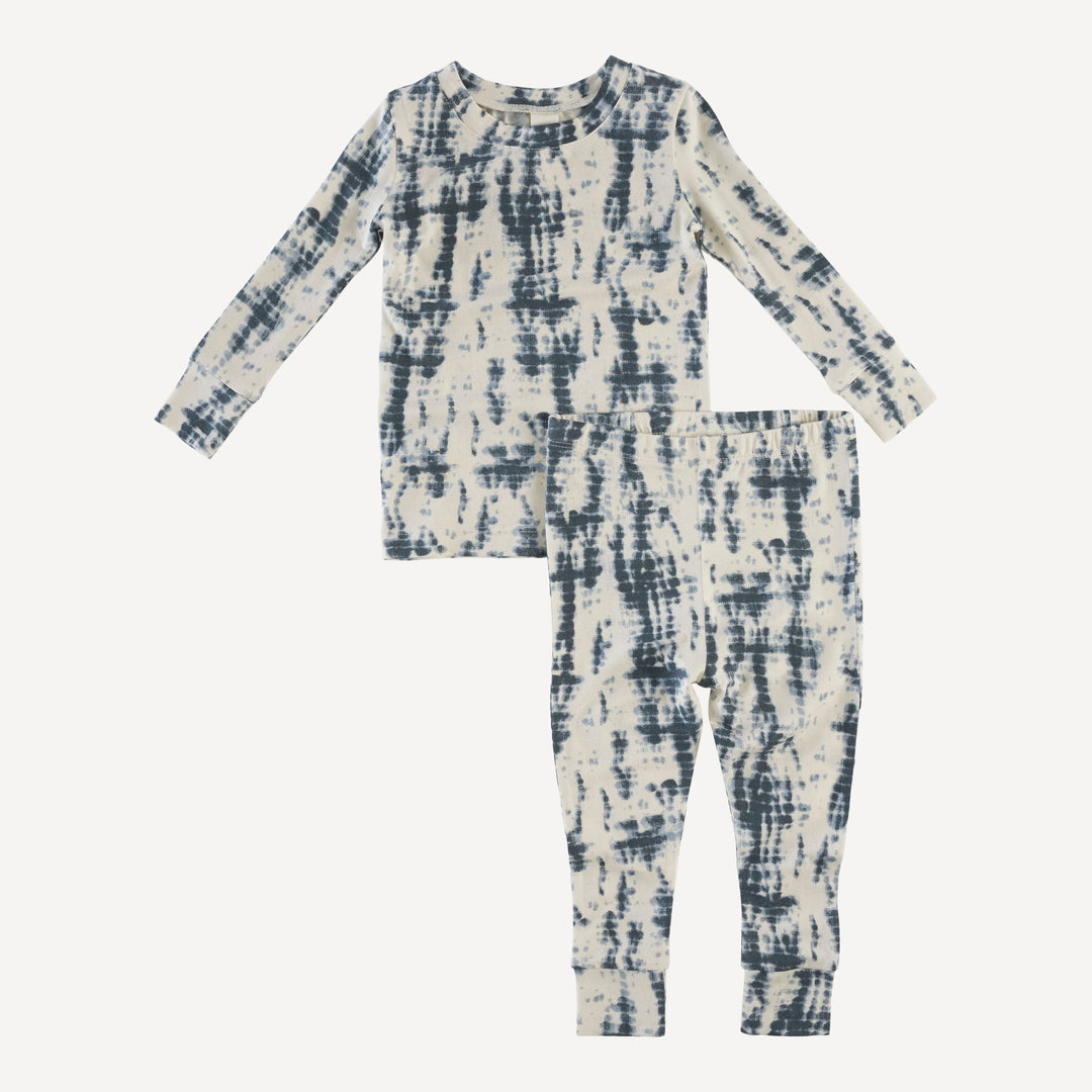 long sleeve crew neck pj set | slate blue shibori | modal