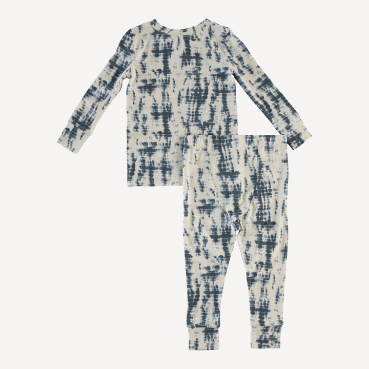 long sleeve crew neck pj set | slate blue shibori | modal