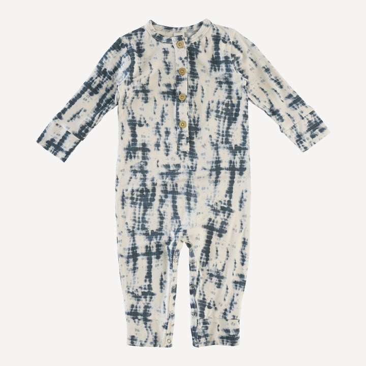 long sleeve sport union suit | slate blue shibori | modal