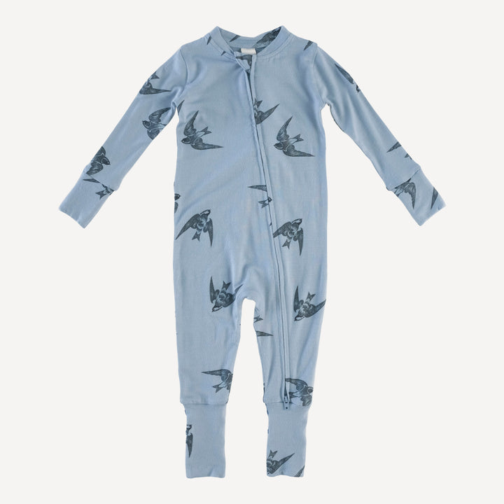 long sleeve convertible zippy pj | slate blue sparrow | modal