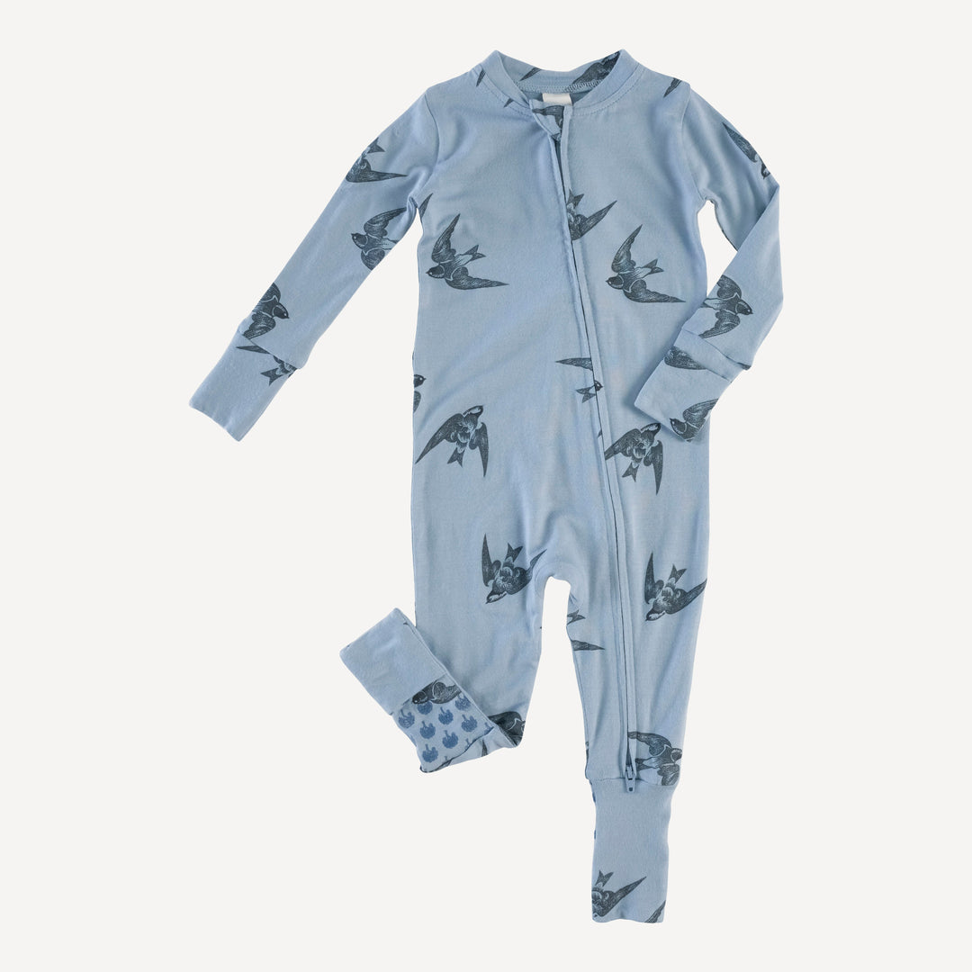 long sleeve convertible zippy pj | slate blue sparrow | modal