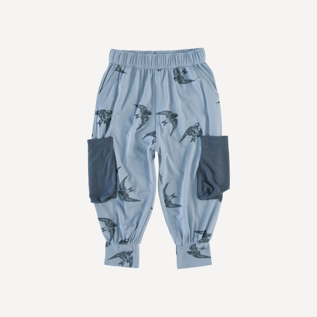 cargo bubble pants | slate blue sparrow | modal