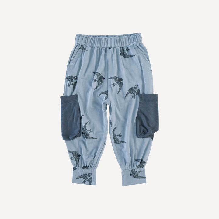 cargo bubble pants | slate blue sparrow | modal