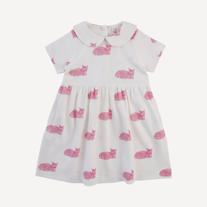 short sleeve peter pan dress | sleepy cat | organic cotton interlock
