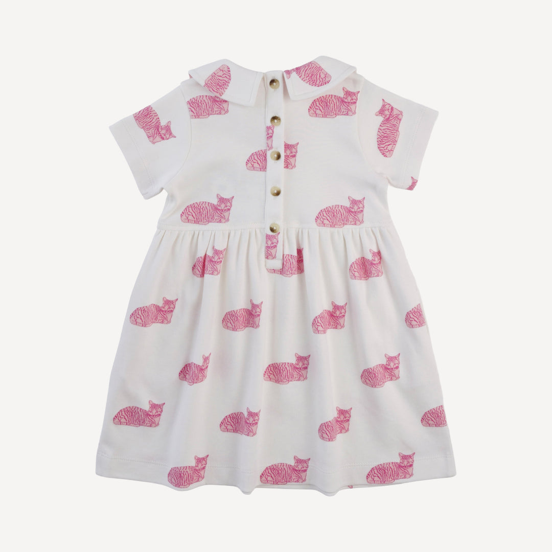 short sleeve peter pan dress | sleepy cat | organic cotton interlock