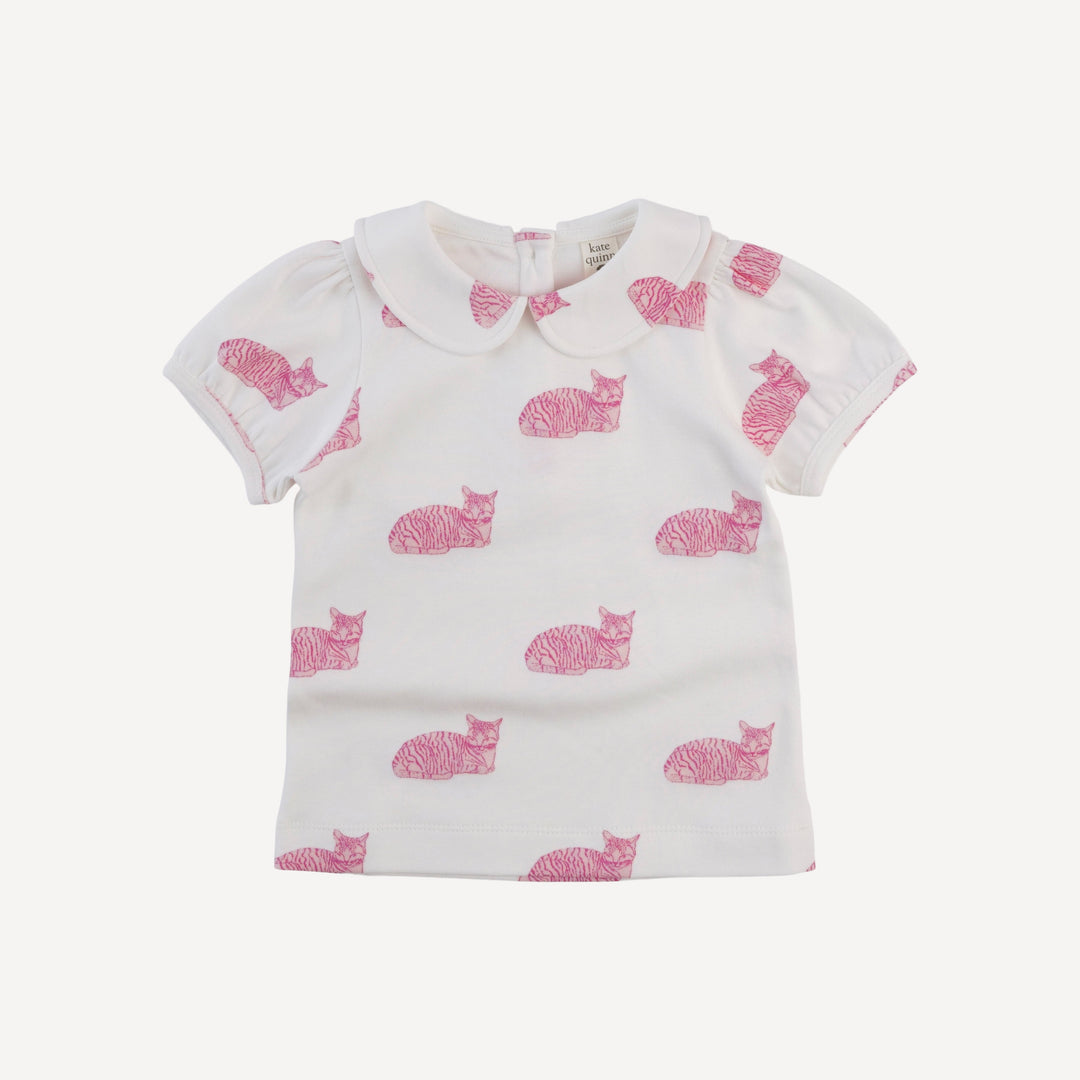 short sleeve peter pan top | sleepy cat | organic cotton interlock