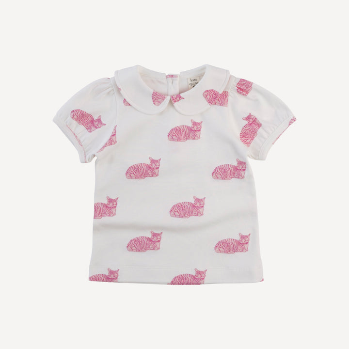 short sleeve peter pan top | sleepy cat | organic cotton interlock
