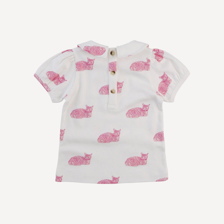 short sleeve peter pan top | sleepy cat | organic cotton interlock