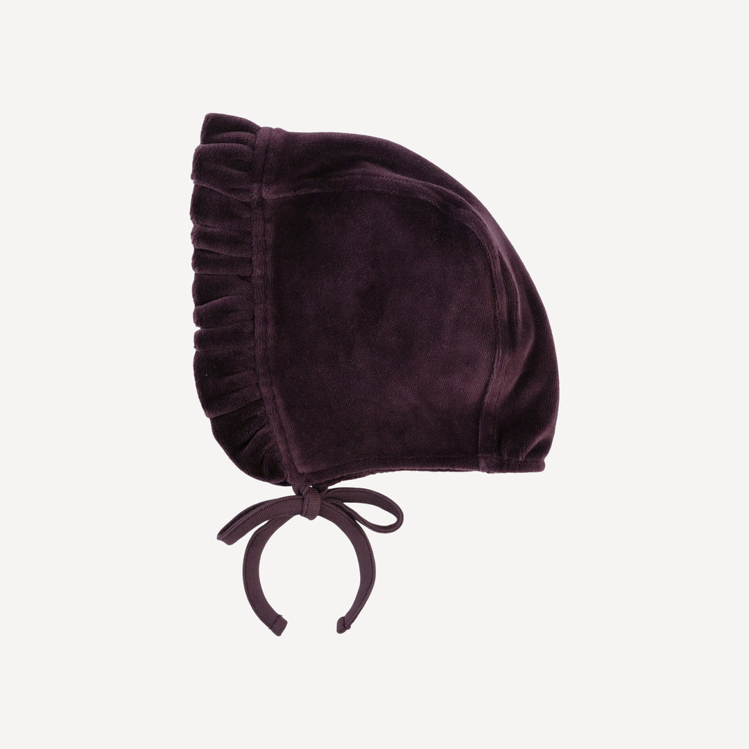 small ruffle bonnet | turnip | organic cotton velour