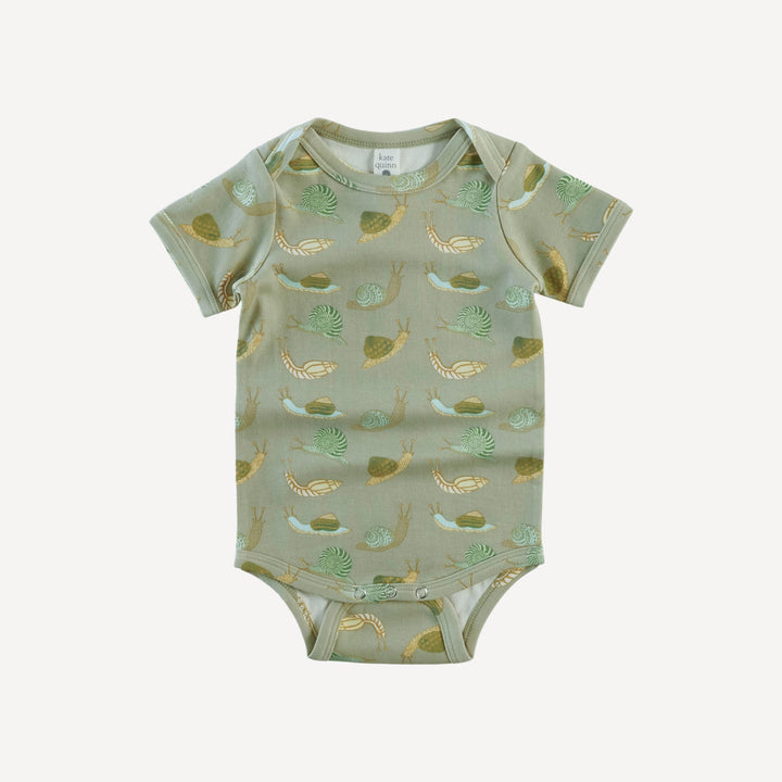 short sleeve lap neck bodysuit | snails | organic cotton interlock
