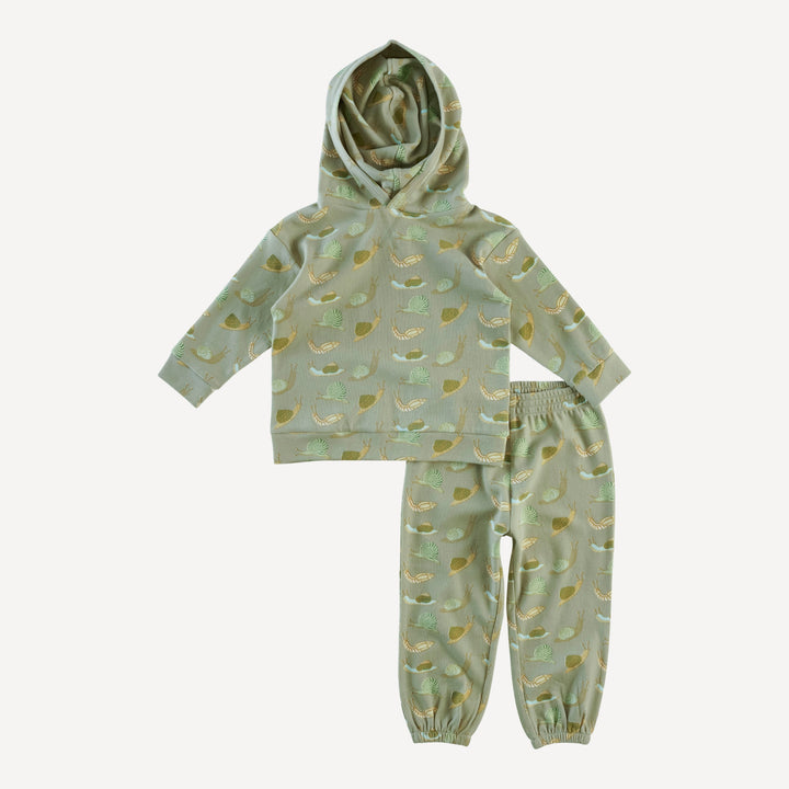 long sleeve hooded relaxed jogger set | snails | organic cotton interlock