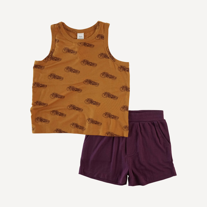 topstitch tank and relaxed short set | spice motorcycle | lenzing modal