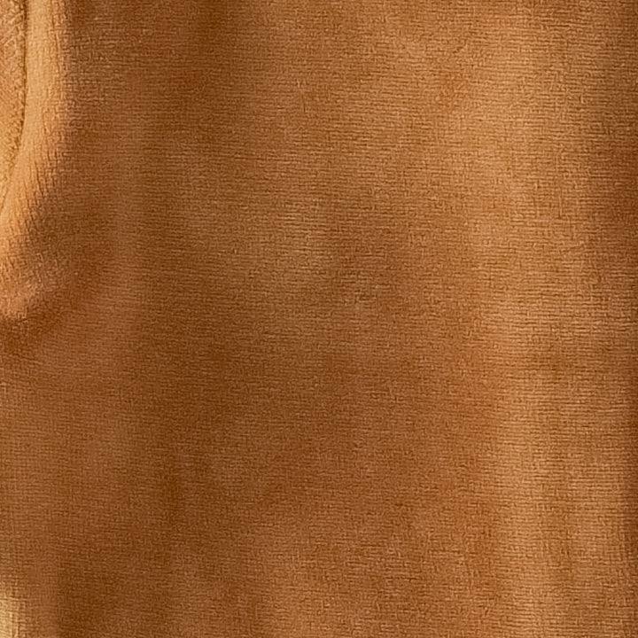 womens long sleeve v-neck ruffle top | spice velour | organic cotton velour