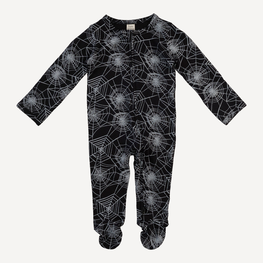 long sleeve two way zipper footie | spiderweb | bamboo