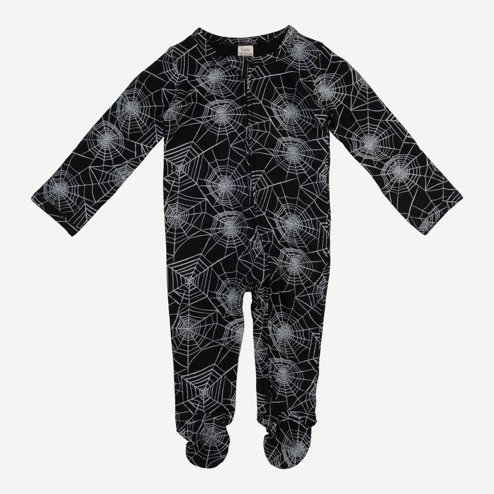 long sleeve two way zipper footie | spiderweb | bamboo