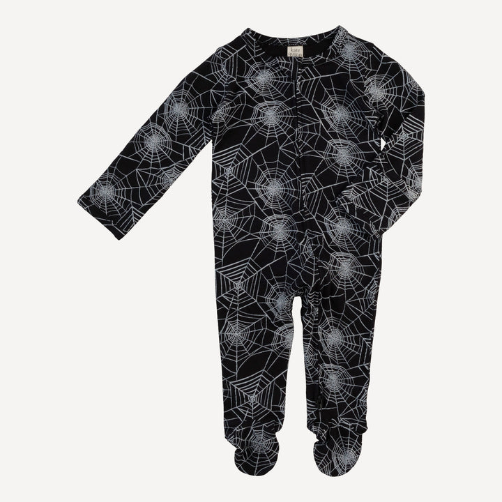 long sleeve two way zipper footie | spiderweb | bamboo