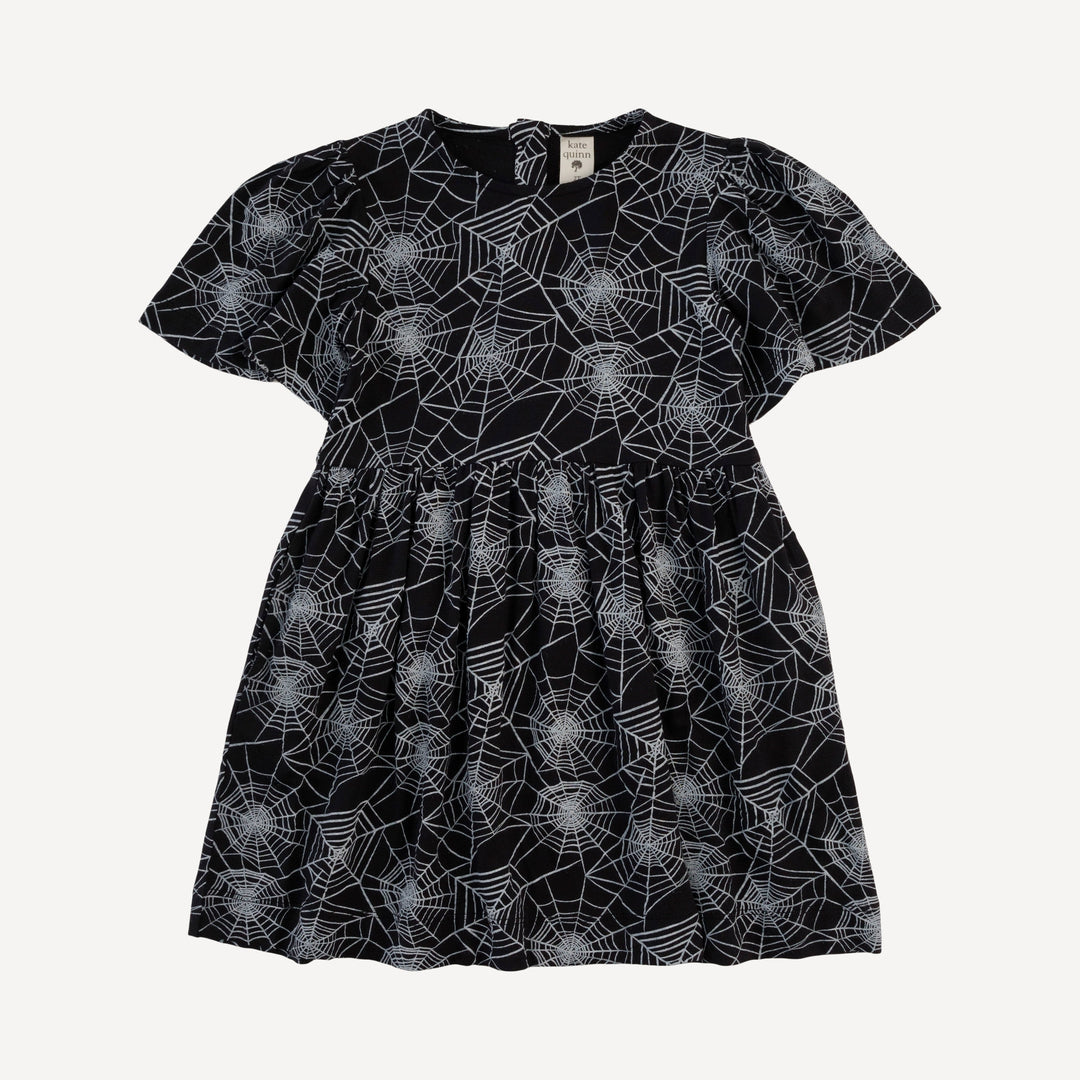 bell sleeve dress | spiderweb | organic cotton interlock