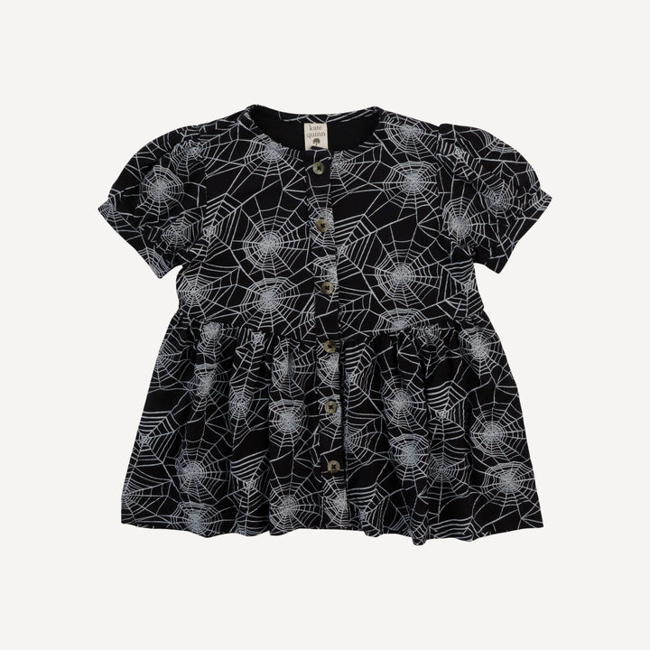 short sleeve button front v-waist top | spiderweb | bamboo