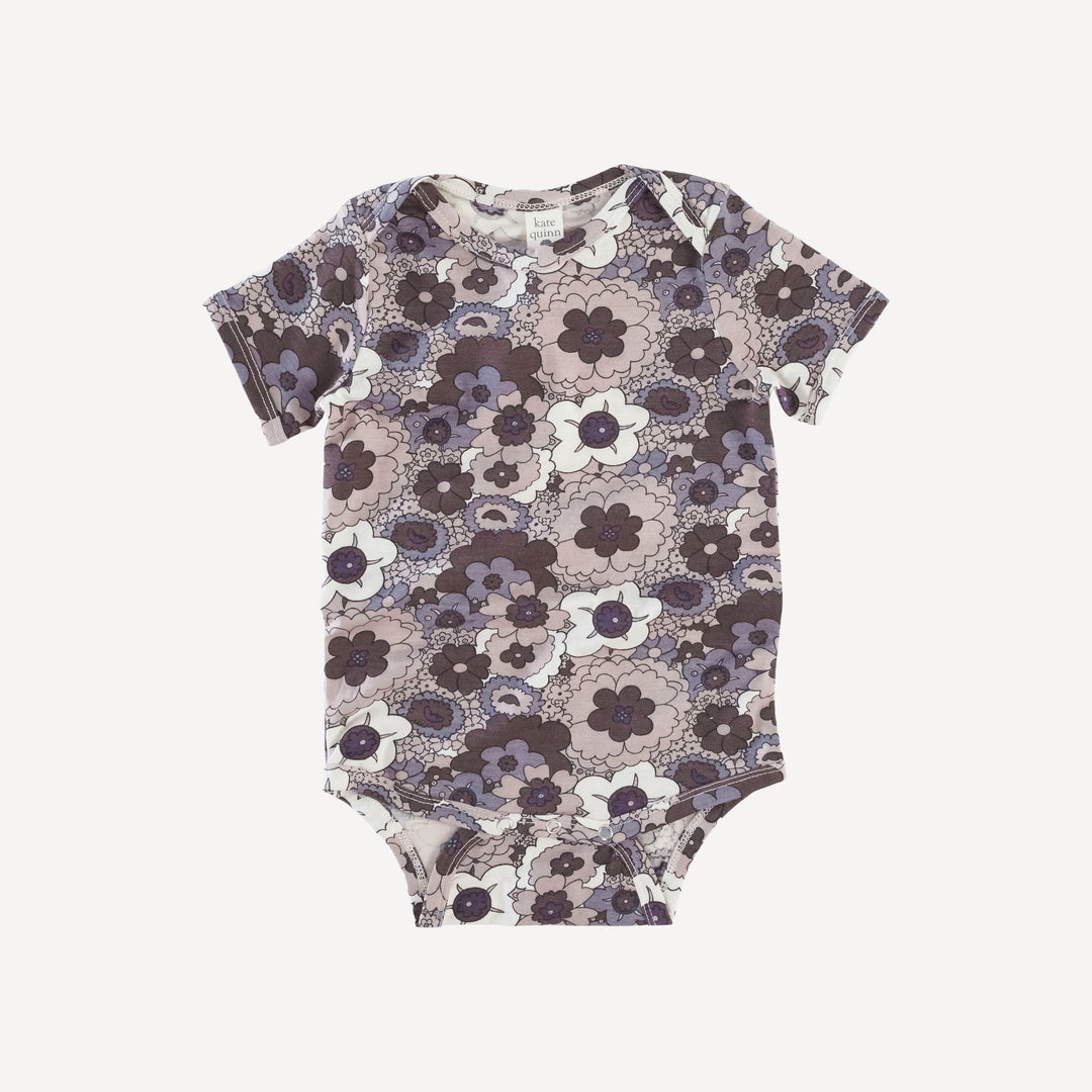 short sleeve lap neck bodysuit | spooky mid-century floral | lenzing modal