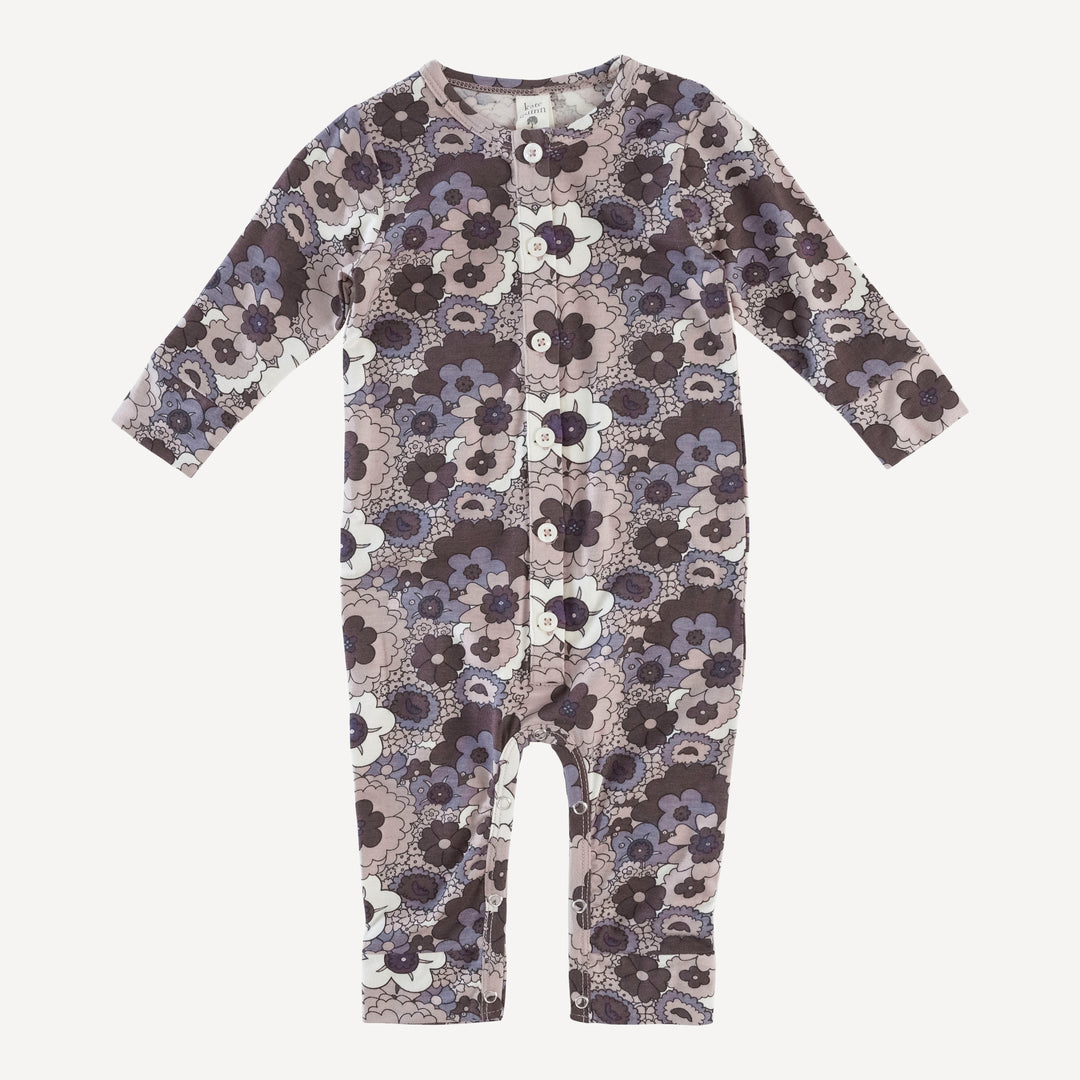 long sleeve button sport jumpsuit | spooky mid-century floral | lenzing modal