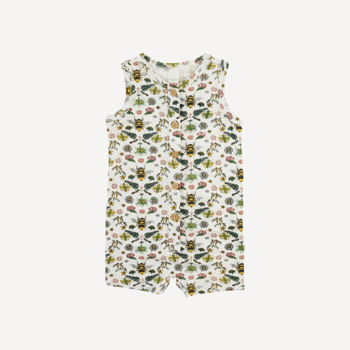 sleeveless button shortie | spring litho bee | modal