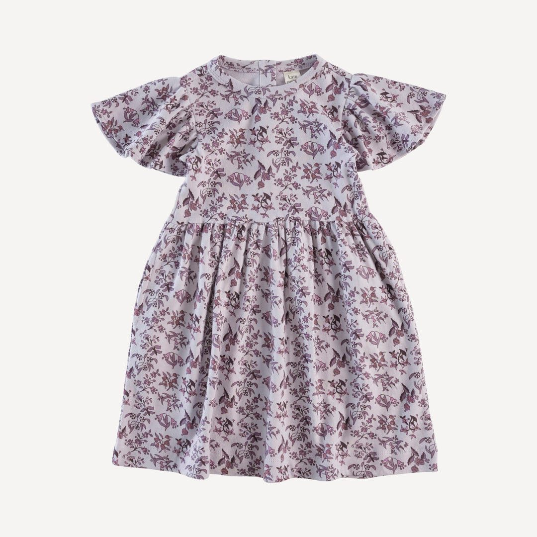 flutter sleeve dress | spring mist bouquet | organic cotton interlock