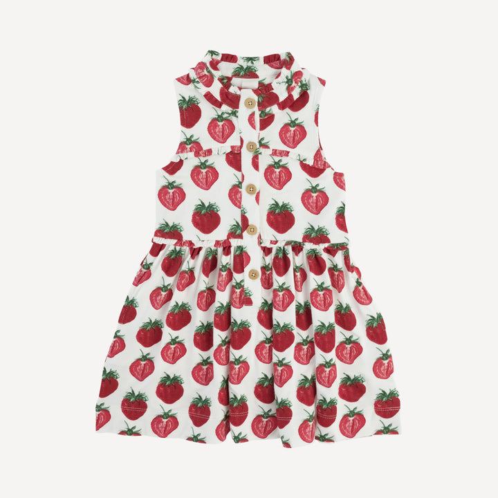 sleeveless tiny ruffle dress | spring strawberry | modal