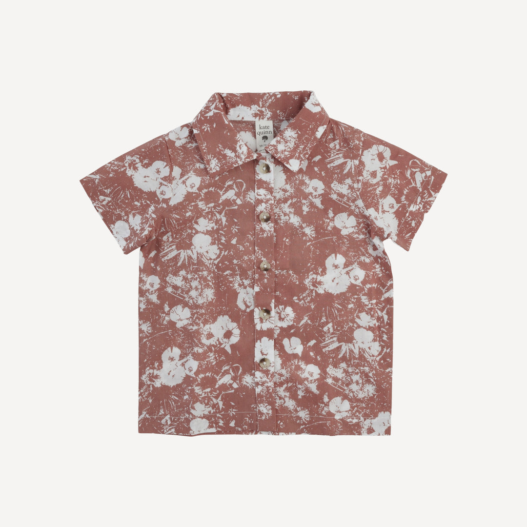 short sleeve button down shirt | spring wildflower | organic cotton woven