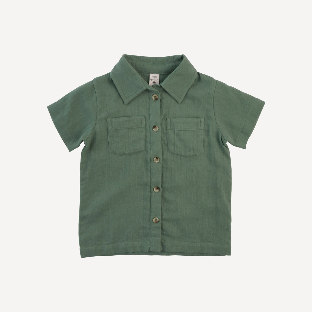 short sleeve button pocket shirt | spruce | organic cotton gauze