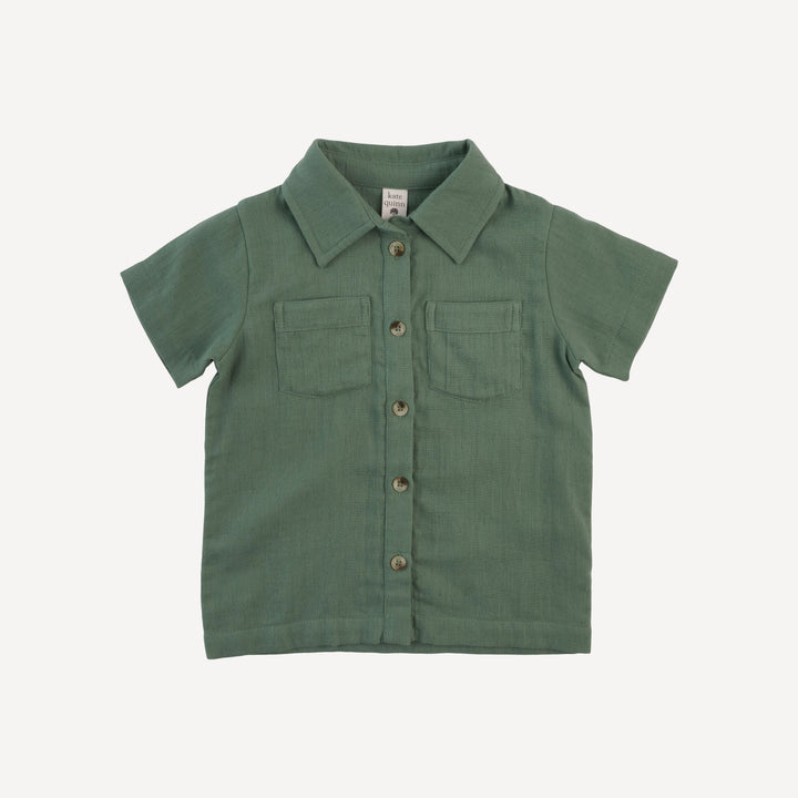 short sleeve button pocket shirt | spruce | organic cotton gauze