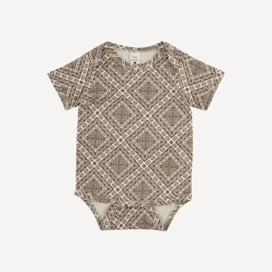 short sleeve lap neck bodysuit | stone bandana | organic cotton jersey