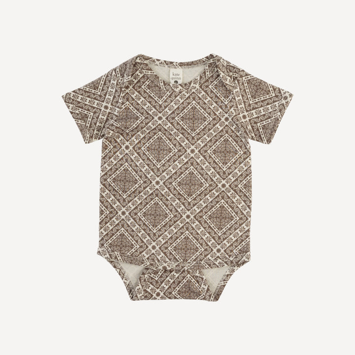 short sleeve lap neck bodysuit | stone bandana | organic cotton jersey