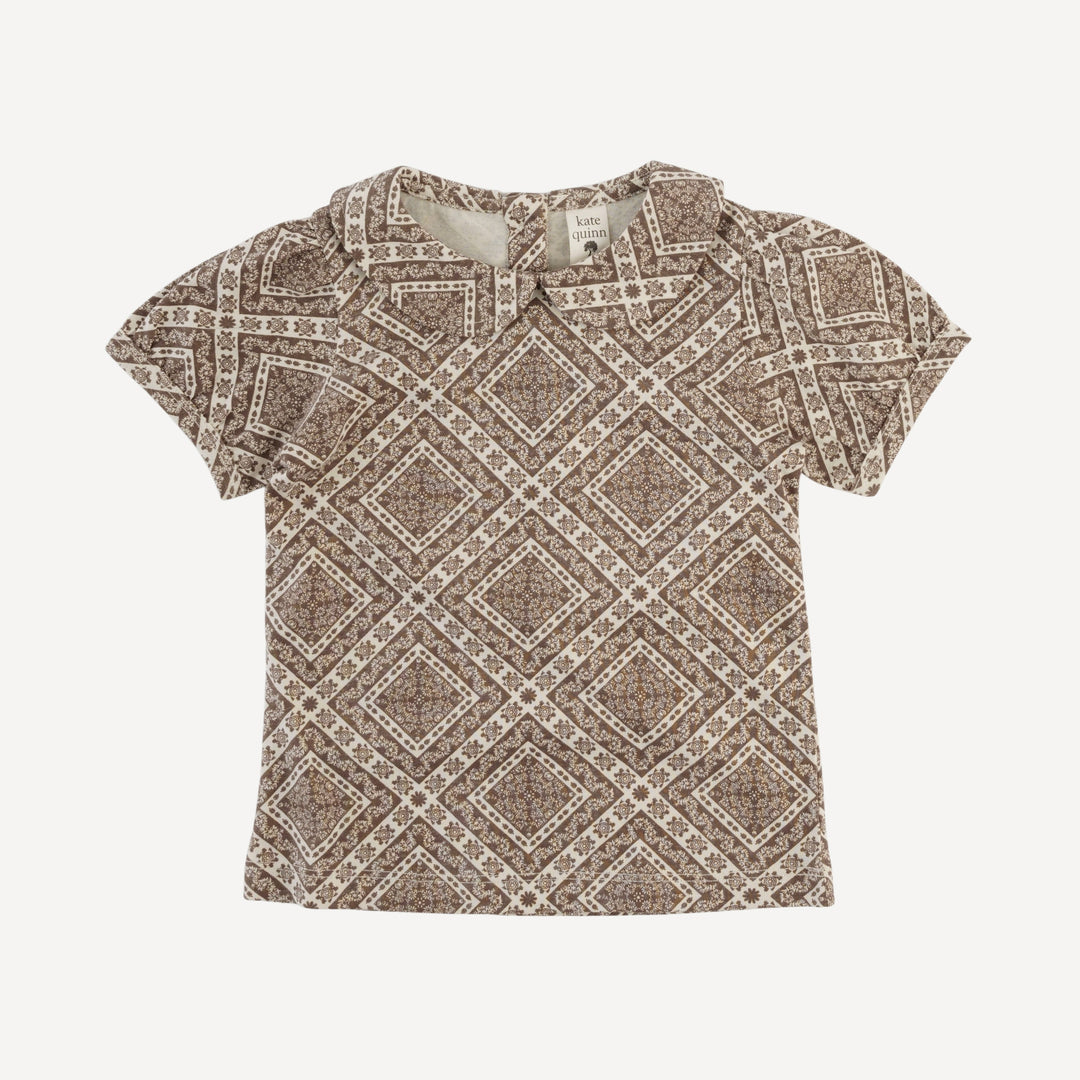 short sleeve peter pan top | stone bandana | organic cotton jersey