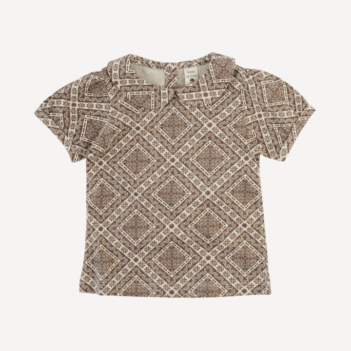 short sleeve peter pan top | stone bandana | organic cotton jersey