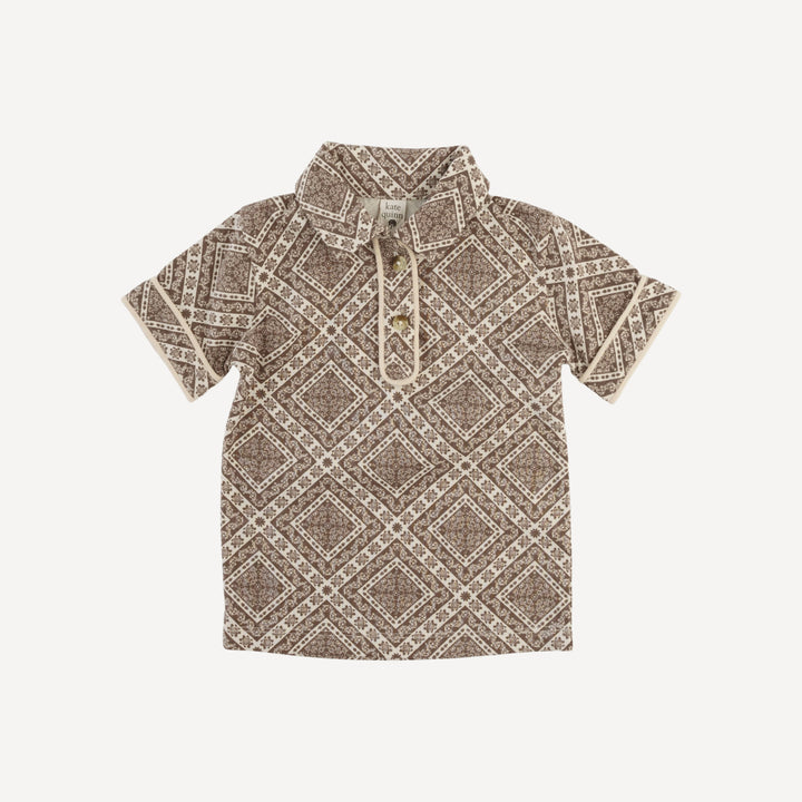 short sleeve piped polo tee | stone bandana | organic cotton jersey