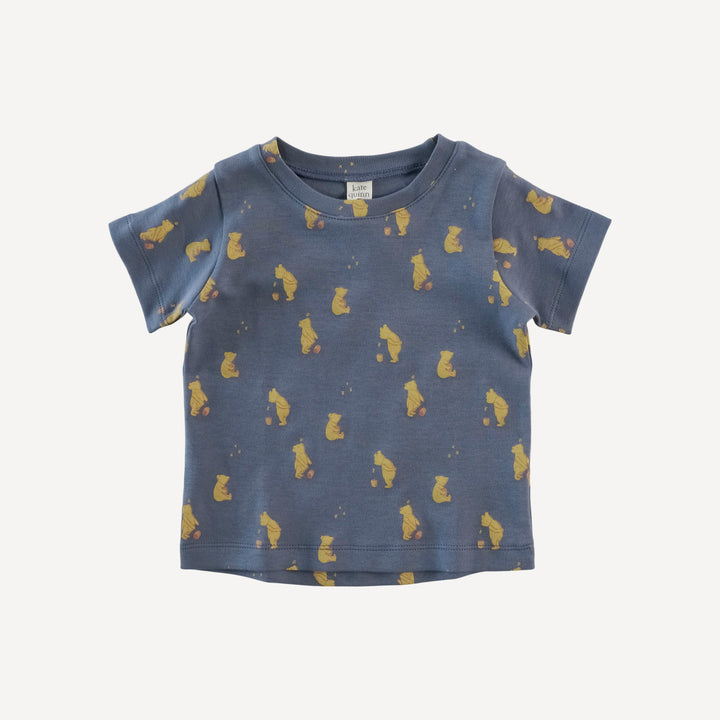 short sleeve essential boxy tee | stone blue pooh | organic cotton interlock