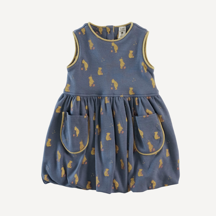 ida dress | stone blue pooh | organic cotton interlock