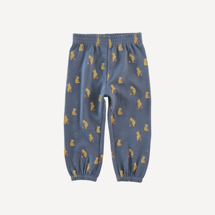 long sleeve relaxed jogger set | stone blue pooh | organic cotton interlock