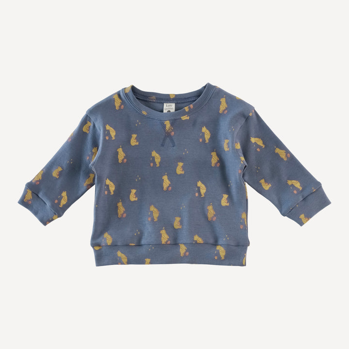 long sleeve relaxed jogger set | stone blue pooh | organic cotton interlock