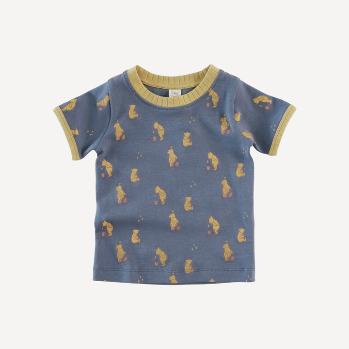 ringer short set | stone blue pooh | organic cotton interlock