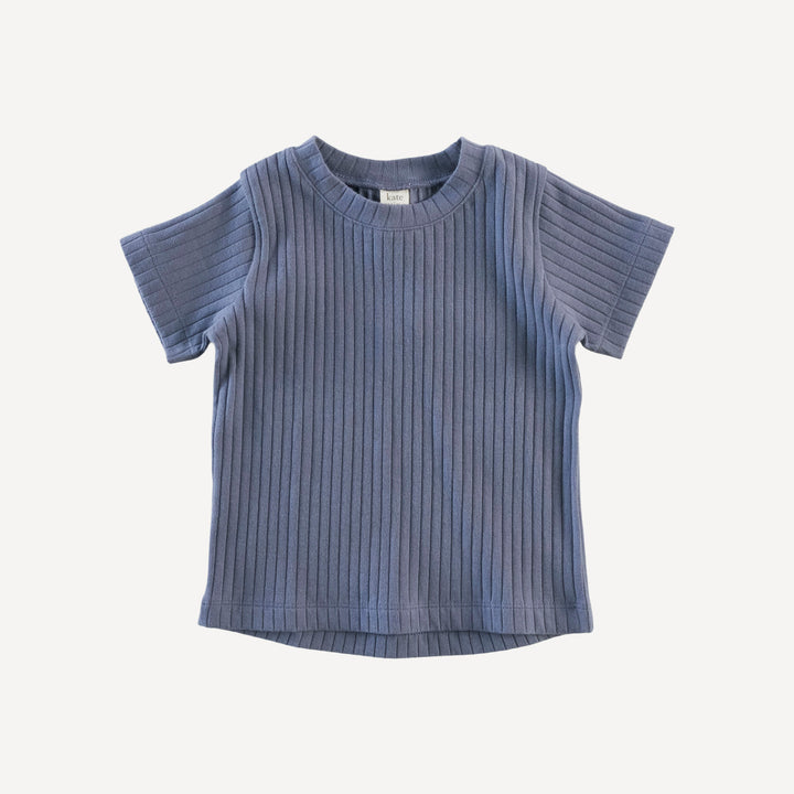 short sleeve essential boxy tee | stone blue | organic cotton wide rib