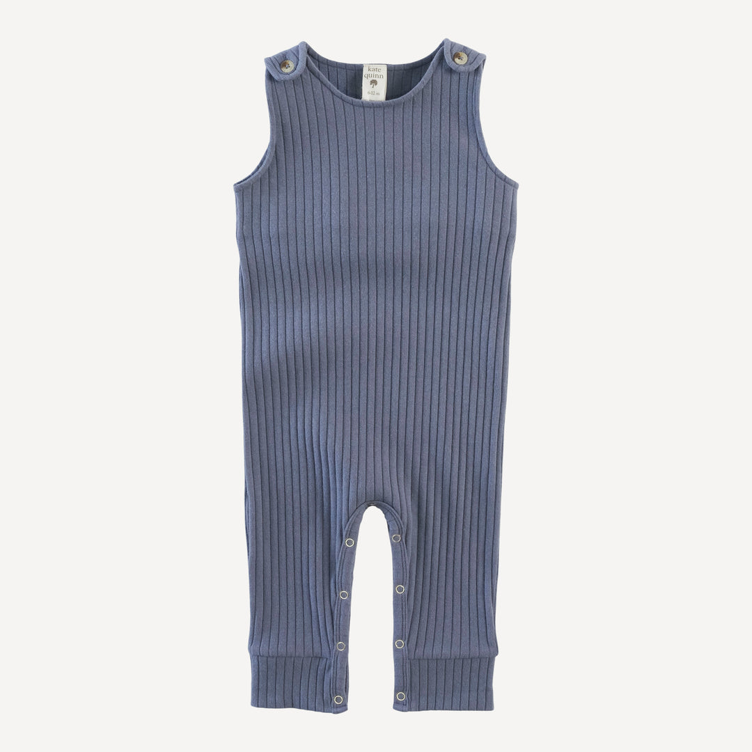 vintage button tab sport jumpsuit | stone blue | organic cotton wide rib