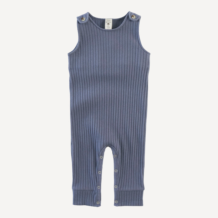 vintage button tab sport jumpsuit | stone blue | organic cotton wide rib