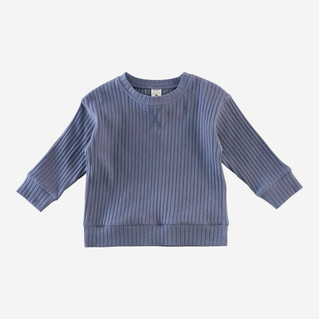 long sleeve relaxed jogger set | stone blue | organic cotton wide rib