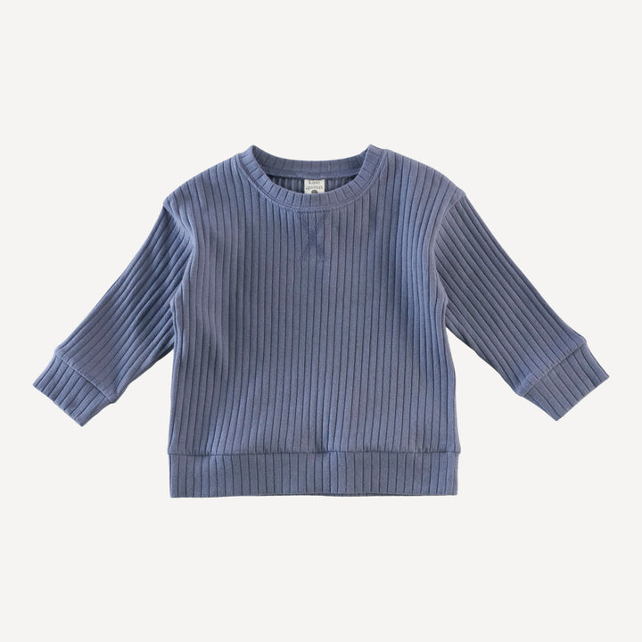long sleeve relaxed jogger set | stone blue | organic cotton wide rib
