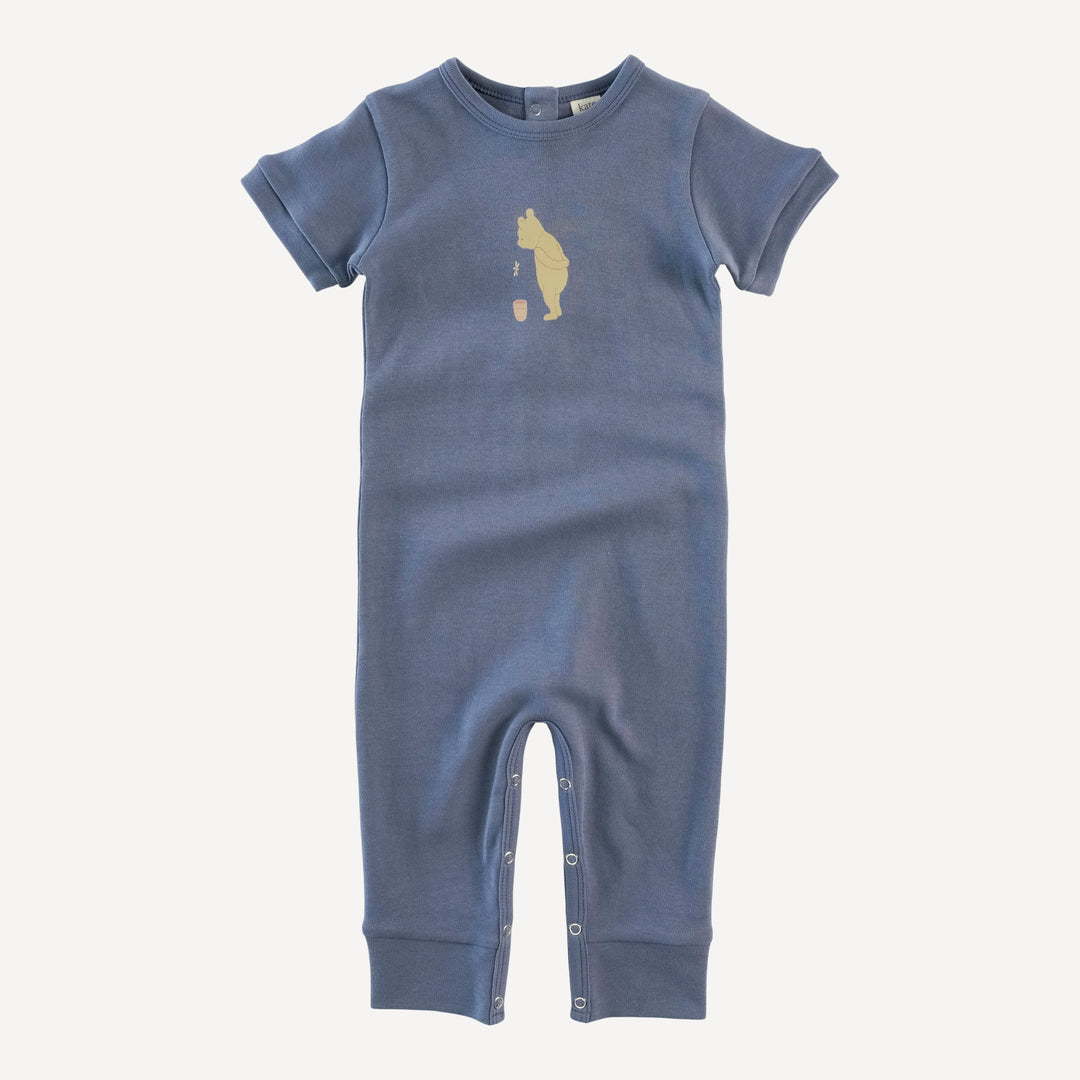 short sleeve sport jumpsuit | stone blue | organic cotton interlock