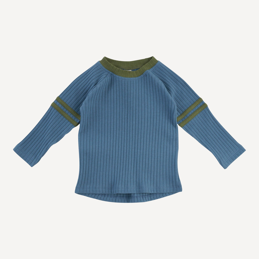long sleeve football set | stone blue | organic cotton wide rib