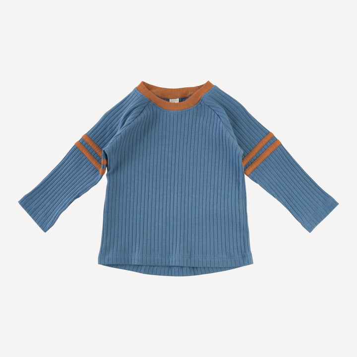 long sleeve football set | stone blue | organic cotton wide rib
